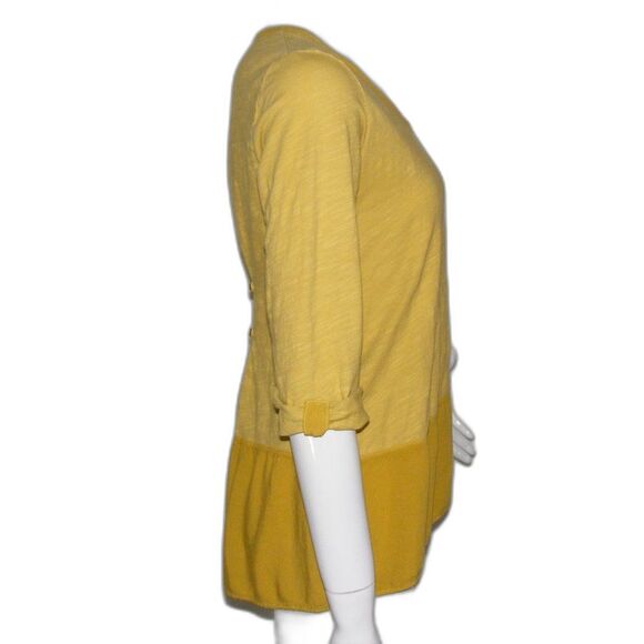 FRESH PRODUCE Top, S, Yellow, Solid, Button Back, Mid length sleeves, Wider neck - Picture 5 of 13